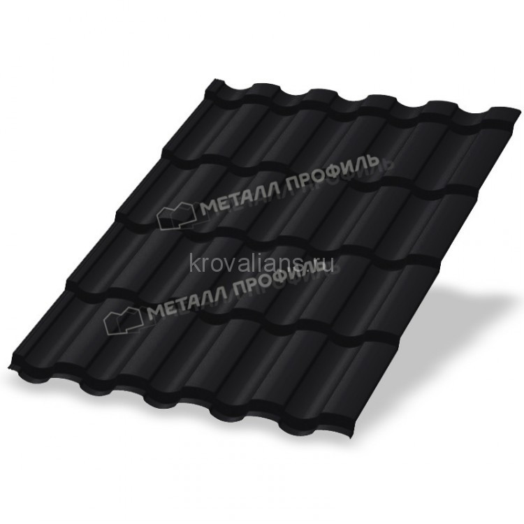 Металлочерепица МеталлПрофиль Монтекристо-ML (PURMAN-20-9005-0.5) /1 кв.м./