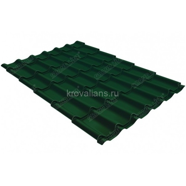 Металлочерепица классик Grand Line (Гранд Лайн) 0,5 Drap RAL 6005 /1 кв.м./