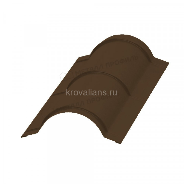 МеталлПрофиль Планка конька круглого R110х2000 NormanMP (Полиэстер-01-8017-0.5) /1 шт/