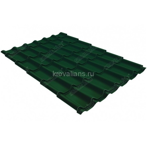Металлочерепица модерн Grand Line (Гранд Лайн) 0,45 PE RAL 6005 (3,60) /1 кв.м./
