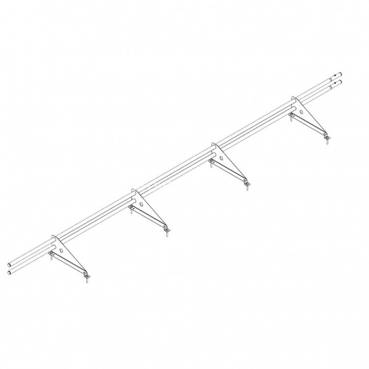 Снегозадержатель ROOFsystems ECONOM d25(круг), 3м, м/ч 4 опоры (треугольн.) RAL 8004