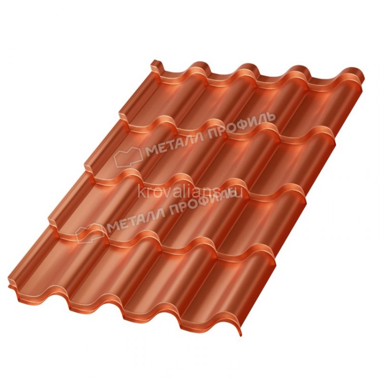 Металлочерепица МеталлПрофиль Монтерроса-S (AGNETA-03-Copper\Copper-0.5) /1 кв.м./