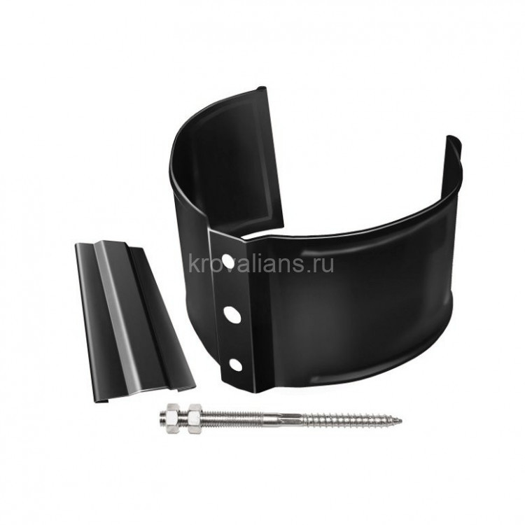 GL Standart 120/87 Хомут трубы метал. на камень GL ПВХ графит (RAL 7024) (120 шт./уп.)
