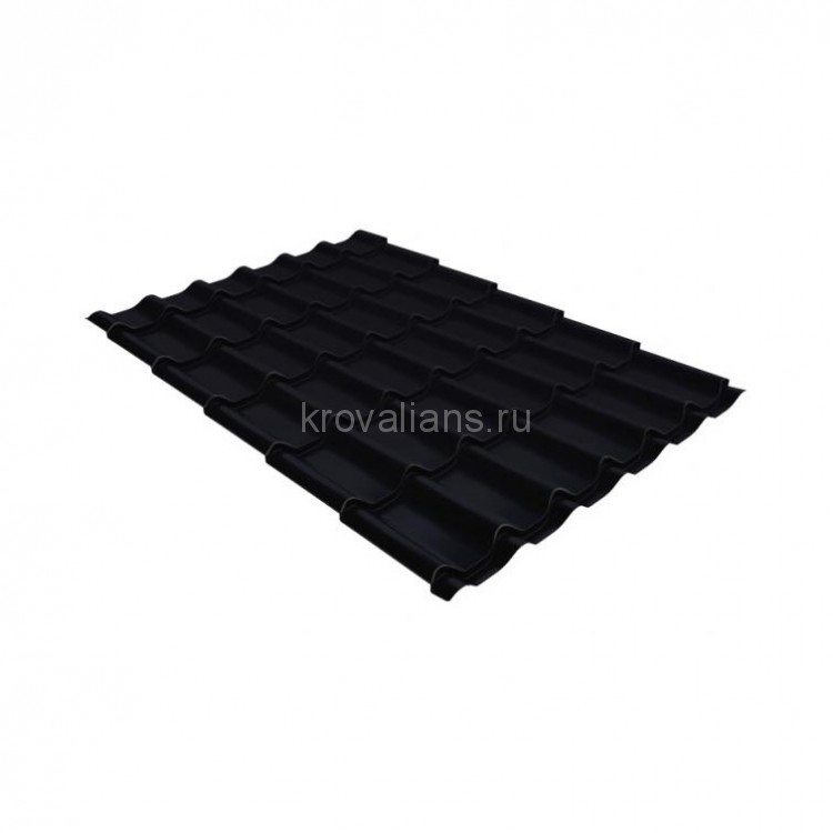 Металлочерепица классик Grand Line (Гранд Лайн) 0,5 Satin RAL 9005 /1 кв.м./