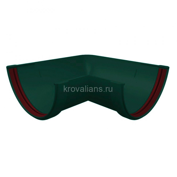 GL Standart 120/87 Угол желоба 90 град. универсальный ПВХ Grand Line зелёный (RAL 6005) (24 шт./уп.)