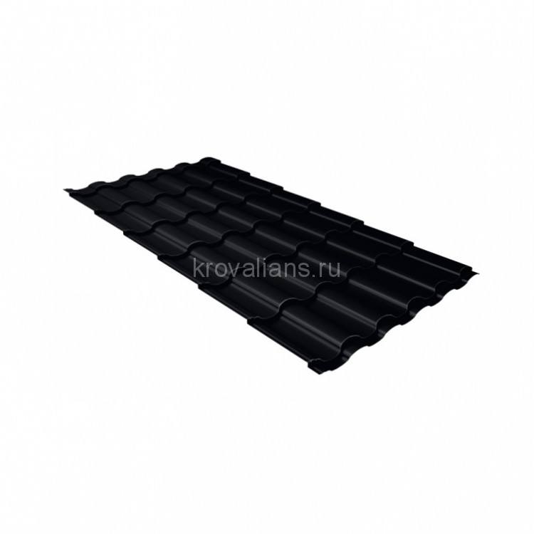 Металлочерепица Grand Line (Гранд Лайн) кредо 0,5 Satin RAL 9005 /1 кв.м./