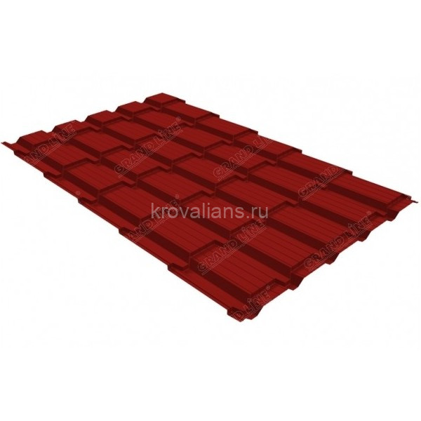 Металлочерепица Верховье Grand Line (Гранд Лайн) квадро 0,5 Satin RAL 3011 /1 кв.м./