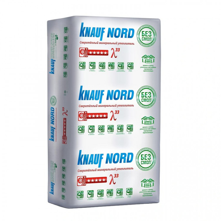 Мин.Изоляция ТеплоKnauf NORD TS 035 50х610х1230 9м2 Мин.Изоляция ТеплоKnauf NORD TS 035 50х610х1230 9м2