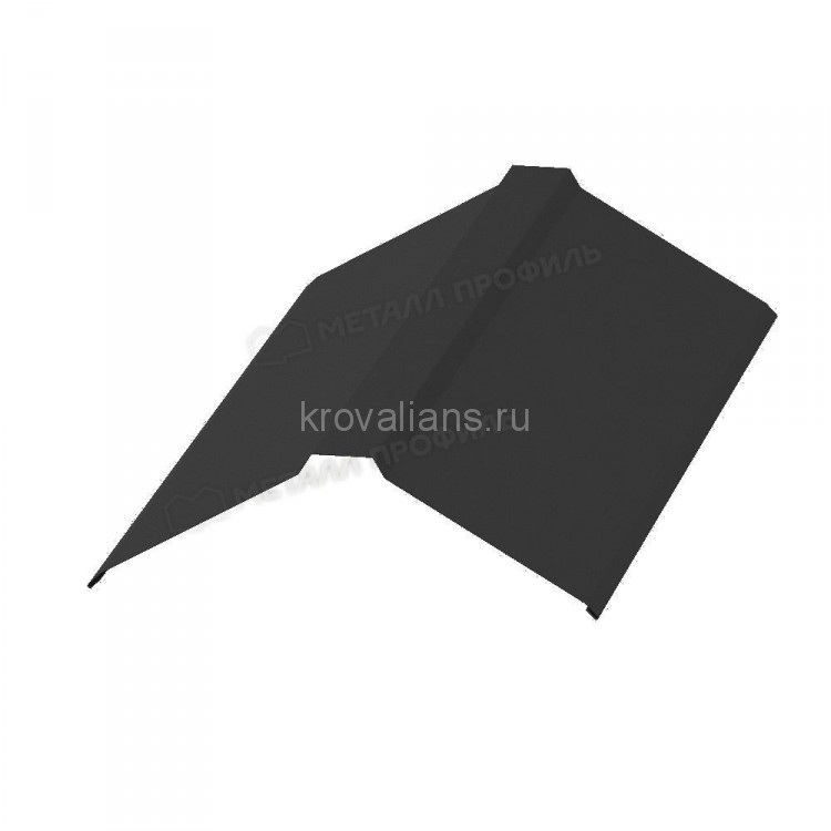 МеталлПрофиль Планка конька плоского 120х120х2000 (PURMAN-20-9005-0.5) /1 шт/