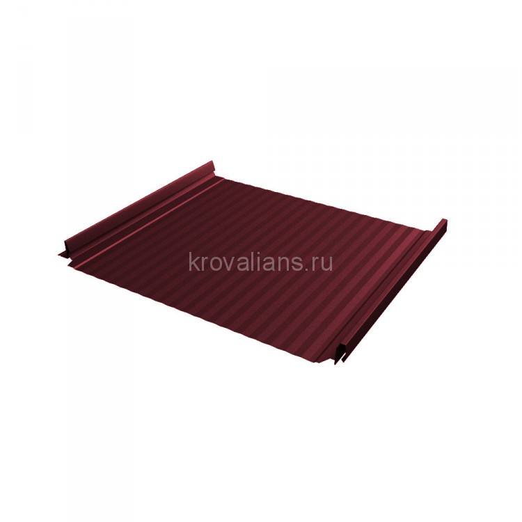 Фальцевая кровля Grand Line (Гранд Лайн) Кликфальц Pro Gofr 0,45 Полиэстер с пленкой на замках (RAL 3005) 1 кв.м.