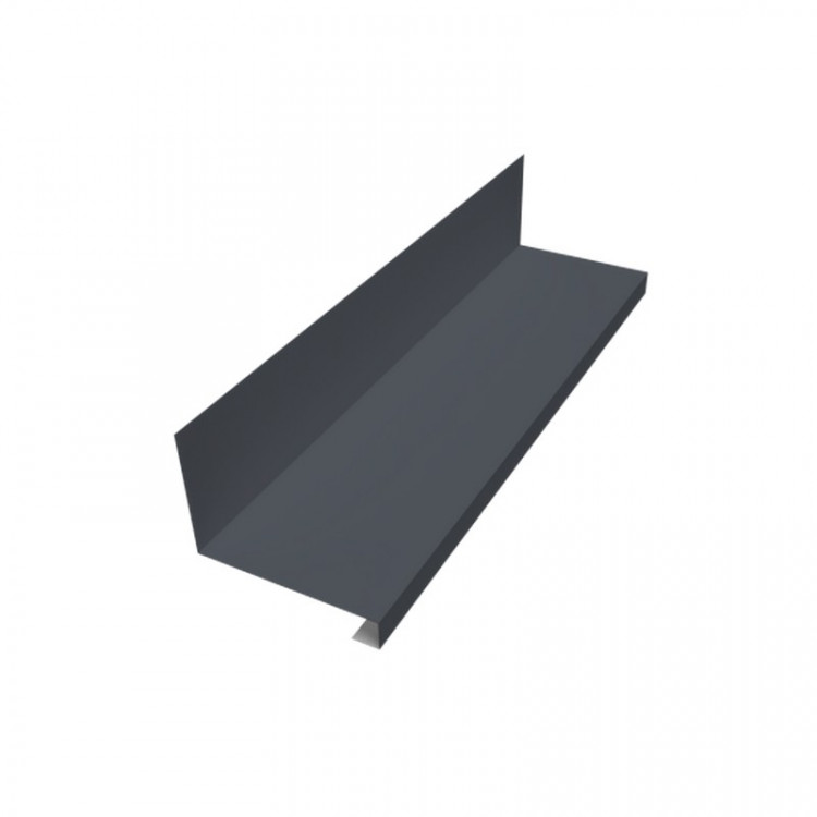 Планка примыкание нижнее к трубе фальц Grand Line 0,5 PurPro Matt 275 RAL 7024 мокрый асфальт (2м) Планка примыкание нижнее к трубе фальц Grand Line 0,5 PurPro Matt 275 RAL 7024 мокрый асфальт (2м)