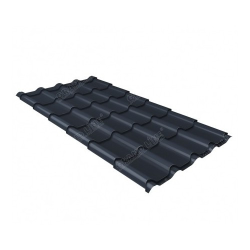 Металлочерепица камея Grand Line 0,5 Drap TX RAL 7024 мокрый асфальт